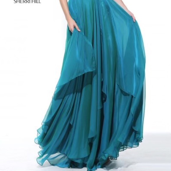 Sherri Hill size 6 teal green formal dress - Picture 5 of 5